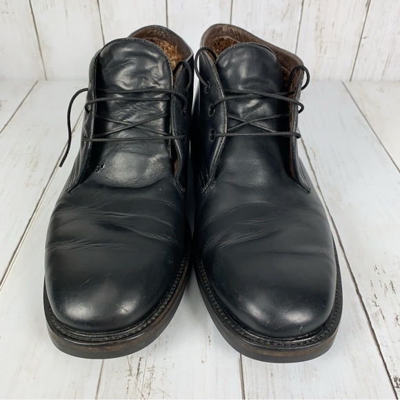 Cole Haan Mens Chukka Boots Size 9.5 Black Leather Wool Lined Ankle Shoes - Picture 2 of 11